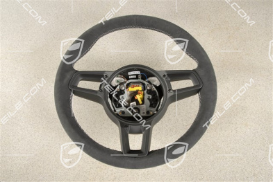 Kierownica sportowa GT, Alcantara, czarna/srebrna