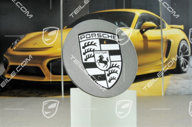 Hub cap, round, concave, for Turbo-II wheels, crest black-silver