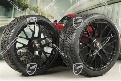 20" Turbo S Koła zimowe komplet do Turbo S / GTS, centralnie mocowane, felgi 8,5J x 20 ET51 + 11J x 20 ET59 + NOWE opony zimowe Michelin Pilot Alpin PA4 N1 245/35 R20+295/30 R20, czujniki ciśnienia, czarny półmat satyna