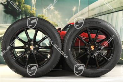20" Cayenne Design Winterräder Satz, Felgen 9J x 20 ET50 + 10,5J x 20 ET55 + Hankook Winterreifen 255/55 R20 + 295/45 R20, mit RDK-Sensoren,  schwarz hochglanz