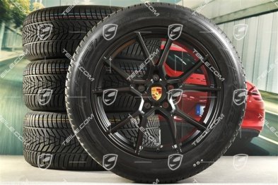 20" koła zimowe Cayenne S, komplet, felgi 9J x 20 ET50 + 10,5J x 20 ET55 + opony zimowe Hankook Winter i*eveo 3X, 255/55 R20 + 295/45 R20, z czujnikami ciśnienia, czarny satynowy półmat
