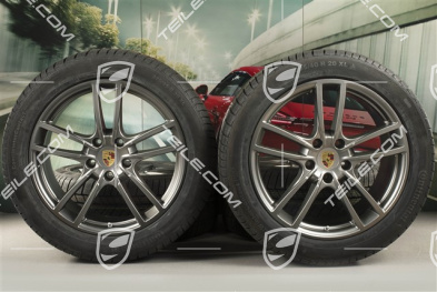 20-inch Cayenne COUPE Sport winter wheel set, rims 9J x 20 ET50 + 10,5J x 20 ET55 + Continental winter tyres 275/45 R20 + 305/40 R20, with TPMS, Platinum satin matt