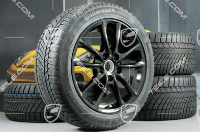 19" Winterräder Satz "Panamera S", Felgen 9J x 19 ET64 + 10,5 J x 19 ET62 + Continental ContiWinterContact PS830 P Winterreifen 265/45 R19 + 295/40 R19, in Schwarz Hochglanz