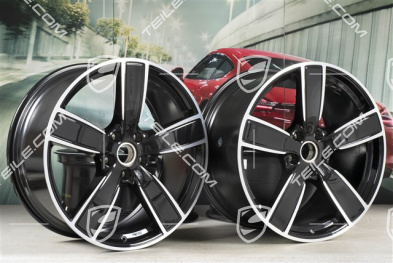 22" Komplet felg Cayenne Sport Classic, 10J x 22 ET48 + 11,5J x 22 ET61, czarny perłowy metalik / Jet Black Metallic