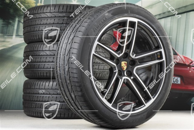 20" koła letnie komplet Turbo, felgi 9J x 20 ET26 + 10J x 20 ET19 + opony letnie 265/45 R20 + 295/40 R20, z czujnikami ciśnienia RDK, czarna perłowy metalik (Jet Black Metallic)