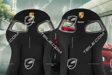 Fotele kubełkowe, czarny welur, z herbem Porsche, L+R