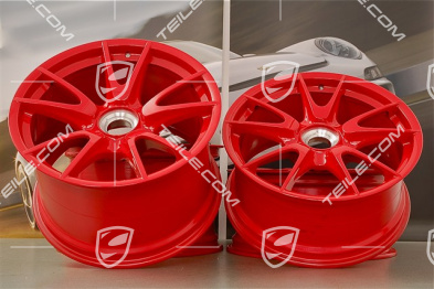 19" Komplet felg GT3RS II 4.0 / GT2RS, Czerwień Indyjska, przód  9J x 19 ET47+ tył 12J x 19 ET48