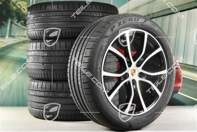 21" Cayenne Coupe Exclusive Design Sommerräder Satz, Felgen 9,5J x 21 ET46 + 11,0J x 21 ET49 + NEUE Pirelli P Zero Sommerreifen 285/45 R21 + 315/40 R21, mit RDK-Sensoren