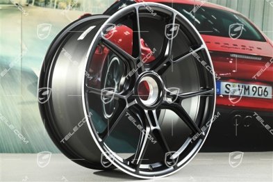 20"+21" GT3 komplet felg, 9,5J x 20 ET46 + 12J x 21 ET45, czarny satynowy półmat + biały rant