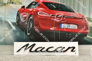 Schriftzug / Abzeichen / Emblem "Macan", Seidenglanz Schwarz