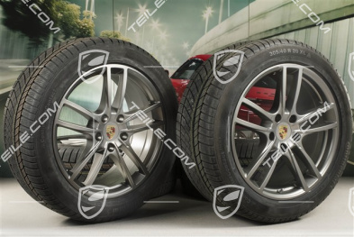20-inch Cayenne COUPE Sport winter wheel set, rims 9J x 20 ET50 + 10,5J x 20 ET55 + Continental winter tyres 275/45 R20 + 305/40 R20, with TPMS, Platinum satin matt
