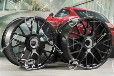 20" Turbo S Felgen Satz für GTS, Zentralverschluss, 8,5J x 20 ET51 + 11J x 20 ET52, in Schwarz-Seidenmatt, für Winterbetrieb