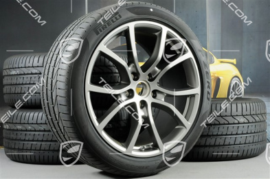21" Cayenne Exclusive Design Sommerräder Satz, Felgen 9,5J x 21 ET46 + 11,0J x 21 ET58 + Pirelli P Zero Sommerreifen 285/40 R21 + 315/35 R21, mit RDK-Sensoren, Platinum-Seidenmatt