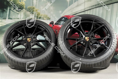 20" koła letnie Carrera S IV, felgi 8J x 20 ET57 + 10J x 20 ET45 + NOWE opony letnie GoodYear 235/35 ZR20 +265/35 ZR20, czarny wysoki połysk, z czujnikami RDK