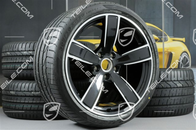 20-inch summer wheels set Carrera Sport, rims 8,5J x 20 ET49 + 11,5J x 20 ET56 + summer tyres 245/35 R20 + 305/30 R20, Jet Black Metallic
