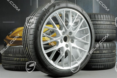 21" Koła letnie Panamera SportDesign, felgi 9,5J x 21 ET71 + 11,5J x 21 ET69 + NOWE opony letnie Pirelli 275/35 ZR21 + 315/30 ZR21, z czujnikami ciśnienia