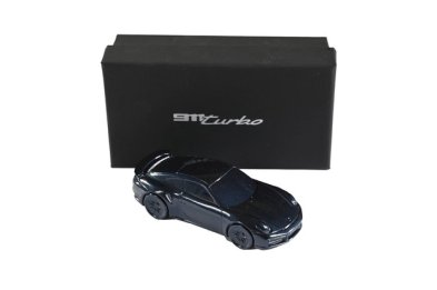 Porsche 911 992 Turbo - Briefbeschwerer / Modellauto, Maßstab 1:43, in Nachtblau-Metallic