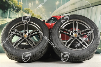 19" "Macan Turbo" Winterräder Satz, Felgen 8J x 19 ET21 + 9J x 19 ET21, Pirelli Winterreifen 235/55 R 19 + 255/50 R 19, mit RDK-Sensoren,  platinum seidenmatt