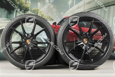 20" Carrera S koła letnie kompl., felgi 8J x 20 ET57 + 10J x 20 ET45, opony letnie GoodYear 235/35 ZR20 +265/35 ZR20, czarne mat satyna, z czujnikami ciśnienia