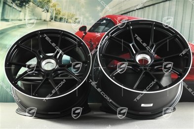 20"+21" GT3 komplet felg, 9,5J x 20 ET46 + 12J x 21 ET45, czarny satynowy półmat + biały rant