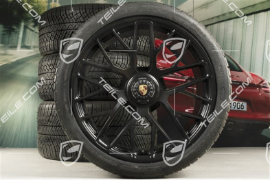 20" Turbo S Koła zimowe komplet do Turbo S / GTS, centralnie mocowane, felgi 8,5J x 20 ET51 + 11J x 20 ET59 + NOWE opony zimowe Michelin Pilot Alpin PA4 N1 245/35 R20+295/30 R20, czujniki ciśnienia, czarny półmat satyna