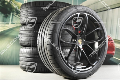 22-inch wheel set Cayenne GT Coupé, wheel rims 10J x 22 ET48 + 11,5J x 22 ET52 + Pirelli summer tyres 285/40 ZR22 + 315/35 ZR22, black satin-matt