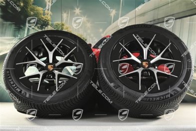 21" Cayenne RS Spyder Design winter wheel set, wheel rims 9,5J x 21 ET16 + 11J x 21 ET37 + Michelin Pilot Alpin 5 winter tyres 275/45 R21 + 315/40 R21, black high gloss