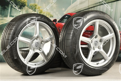 18" Boxster IV summer wheels set, rims 8J x 18 ET57 + 9,5J x 18 ET49, Pirelli P Zero summer tires 235/45 R18 + 265/45 R18