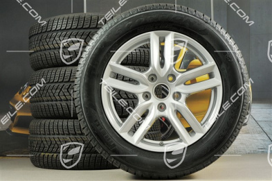 18" koła zimowe, komplet "Cayenne S" facelift 2014->, felgi 8J x 18 ET53 + NOWE opony zimowe Pirelli 255/55 R18, z czujnikami ciśnienia