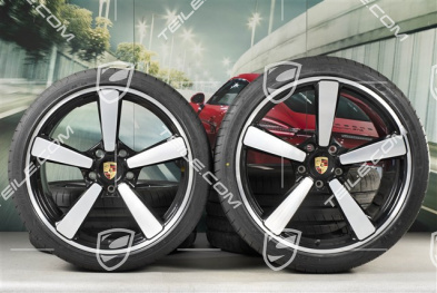 20+21-inch summer wheel set Exclusive Design, rims 8,5J x 20 ET50 + 11,5J x 21 ET67 + NEW Goodyear summer tyres 245/35 R20 + 305/30 R21, with TPM, black high gloss
