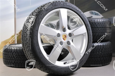 19" Koła zimowe komplet, Cayman S, 8J x 19 ET57 + 9,5J x 19 ET45 + NOWE opony zimowe Michelin Pilot Alpin 4 235/40 R19 + 265/40 R19, z czujnikami ciśnienia RDK