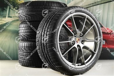 20" Komplet kół zimowych Carrera S (III), 8,5J x 20 ET51 + 11J x 20 ET70 + NOWE opony zimowe Pirelli 245/35 ZR20 + 295/30 ZR20, Platinum, z czujnikami ciśnienia RDK