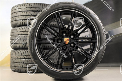 21" Sport Edition Sommerräder Satz, schwarz, Hochglanz, 4x Felgen 10J x 21 ET 50 + NEUE Reifen 295/35 R 21 107Y XL, mit RDK