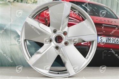 21" Felga Taycan Exclusive Design, 9,5J x 21 ET60, srebrna Platinum Silver, przednia, L