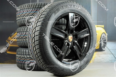18" Koła zimowe Cayenne S III, felgi 8J x 18 ET53 + opony zimowe Dunlop 255/55 R18, z czujnikami ciśnienia RDK, czarny wysoki połysk