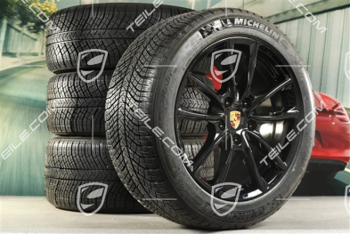 19" Koła zimowe, komplet "Panamera S", felgi 9J x 19 ET64 + 10,5 J x 19 ET62 + NOWE opony zimowe Michelin Pilot Alpin 4 265/45 R19 + 295/40 R19, czarny połysk