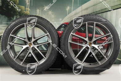 20-inch "Macan S" winter wheels set, rims 9J x 20 ET26 + 10J x 20 ET19 + NEW Pirelli winter tyres 265/45 R 20 + 295/40 R 20, titanium dark/burnished, with TPMS