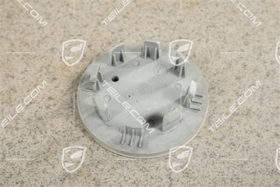 Hub cap, concave, Porsche crest in black, RS Spyder, aluminium polished