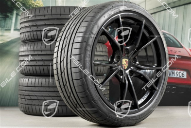 20" koła letnie Carrera S IV, felgi 8J x 20 ET57 + 10J x 20 ET45 + NOWE opony letnie GoodYear 235/35 ZR20 +265/35 ZR20, czarny wysoki połysk, z czujnikami RDK