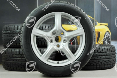 18" Komplet kół zimowych Panamera, 8J x 18 ET 59 + 9J x 18 ET 53, z oponami zimowymi Pirelli Sottozero II 245/50 R18 + 275/45 R18, czujniki ciśnienia