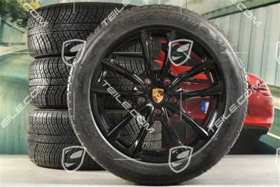 19" Koła zimowe, komplet "Panamera S", felgi 9J x 19 ET64 + 10,5 J x 19 ET62 + NOWE opony zimowe Michelin Pilot Alpin 4 265/45 R19 + 295/40 R19, czarny połysk