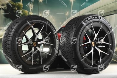 21" Cayenne RS Spyder Design winter wheel set, wheel rims 9,5J x 21 ET16 + 11J x 21 ET37 + Michelin Pilot Alpin 5 winter tyres 275/45 R21 + 315/40 R21, black high gloss