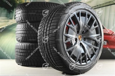 20" Taycan Turbo S Aero Design Winterräder Satz, Felgen 9J x 20 ET54 + 11J x 20 ET60 + Pirelli Winterreifen 245/45 R20 + 285/40 R20, Anthrazitgrau