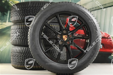 20" koła zimowe Cayenne Design, komplet, felgi 9J x 20 ET50 + 10,5J x 20 ET64 + opony zimowe Hankook 255/55 R20 + 295/45 R20, z czujnikami ciśnienia, czarny wysoki połysk
