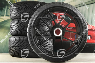 20"+21" Carrera GTS, koła zimowe, z centranym mocowaniem, komplet, felgi 8,5J x 20 ET50 + 11J x 21 ET82 + NOWE opony zimowe Michelin 245/35 R20 + 305/30 R21, z czujnikami ciśnienia, czarny satynowy półmat