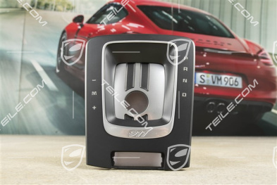 Cover shift gate, PDK, Turbo S Exclusive Series, Black/Galvano silver
