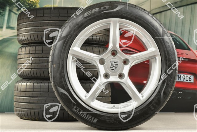 18" Boxster IV summer wheels set, rims 8J x 18 ET57 + 9,5J x 18 ET49, Pirelli P Zero summer tires 235/45 R18 + 265/45 R18