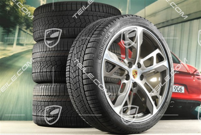 21" koła zimowe Cross Turismo Design, komplet, felgi 9,5J x 21 ET60 + 11,5J x 21 ET66 + NOWE opony zimowe Continental 265/35 R21 + 305/30 R21, Titanium
