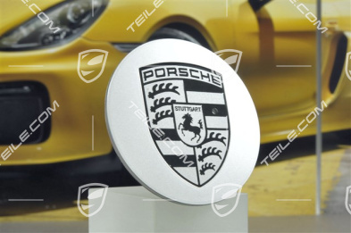Hub cap, convex, crest black, Brilliant silver