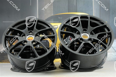 18-inch wheel rim set Cayman III, 8J x 18 ET57 + 9,5J x 18 ET49, black high gloss